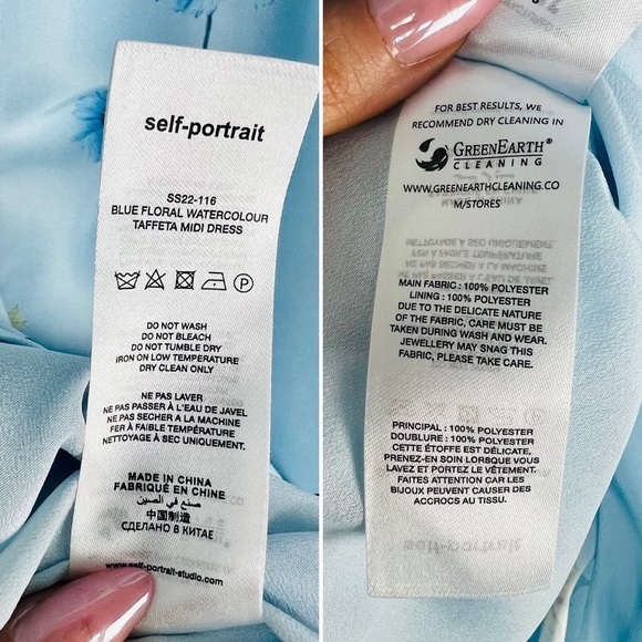 Self-Portrait Watercolour Puff Sleeve Taffeta Blue Floral Midi Maxi Dress 4 S - Picture 7 of 15